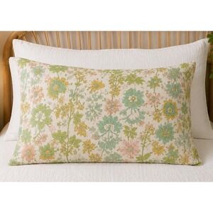 Vtg 70s Wamsutta Retro Mod Floral Pillowcase Flower Power Standard USA made